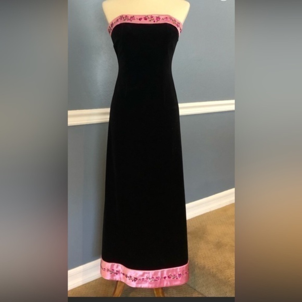 Papell Boutiques Black strapless Formal Wedding evening Gown Dress size 8P